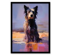Artery8 Border Collie at the Beach Oil Painting Portrait Artwork Framed Wall Art Print A4