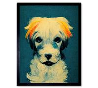 Artery8 Wall Art Print Border Terrier Dog Art Framed in Black | Size: W12" x H16" Artery8 Black W12" x H16"