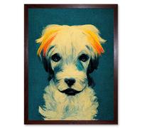 Artery8 Wall Art Print Border Terrier Dog Art Framed in Brown | Size: W12" x H16" Artery8 Brown W12" x H16"