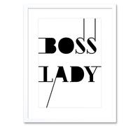 Artery8 Wall Art Print Boss Lady Extended Lines Artwork Framed 9X7 Inch in White | Size: W7" x H9" Artery8 White W7" x H9"