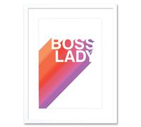 Artery8 Wall Art Print Boss Lady Strong Woman Artwork Framed 9X7 Inch in White | Size: W7" x H9" Artery8 White W7" x H9"