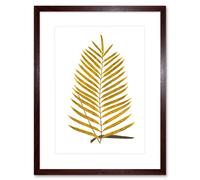 Artery8 Wall Art Print Botanics Gold & Grey Fern Art Black Framed 9x7 inch in Brown | Size: W7" x H9" Artery8 Brown W7" x H9"