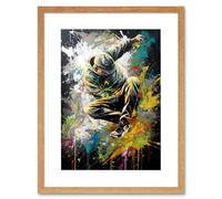 Artery8 Wall Art Print Break Dancer B-Boy Dancing Splatter Paint Portrait Artwork Framed 9X7 Inch in Beige | Size: W7" x H9" Artery8 Beige W7" x H9"