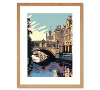Artery8 Wall Art Print Bridge of Sighs Cambridge University on Cam River Artwork Framed 9X7 Inch in Beige | Size: W7" x H9" Artery8 Beige W7" x H9"