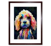 Artery8 Wall Art Print Bright Abstract Colourful Dog Spaniel Cavapoo Cockapoo Artwork Framed 9X7 Inch in Brown | Size: W7" x H9" Artery8 Brown W7" x H9"