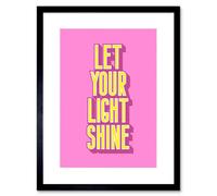 Artery8 Wall Art Print Bright Motivation Let Your Light Shine Framed 9X7 Inch