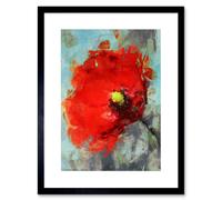 Artery8 Wall Art Print Bright Poppy Sketch Painting Art Black Framed 9x7 inch | Size: W7" x H9" Artery8 Black W7" x H9"