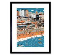 Artery8 Wall Art Print Brighton Beach And Palace Pier Modern Abstract Artwork Framed 9X7 Inch