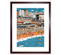 Artery8 Wall Art Print Brighton Beach & Palace Pier Modern Abstract Artwork Framed 9X7 Inch in Brown | Size: W7" x H9" Artery8 Brown W7" x H9"