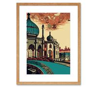 Artery8 Wall Art Print Brighton City Royal Pavilion Ornate Artwork Framed 9X7 Inch in Beige | Size: W7" x H9" Artery8 Beige W7" x H9"