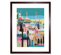 Artery8 Wall Art Print Brighton Royal Pavilion Multicoloured Architecture Artwork Framed 9X7 Inch in Brown | Size: W7" x H9" Artery8 Brown W7" x H9"