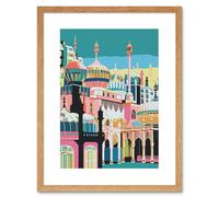 Artery8 Wall Art Print Brighton Royal Pavilion Multicoloured Architecture Artwork Framed 9X7 Inch in Beige | Size: W7" x H9" Artery8 Beige W7" x H9"
