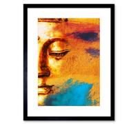 Artery8 Wall Art Print Buddha Face Gold Collage Art Framed 9X7 Inch