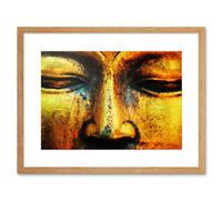 Artery8 Wall Art Print Buddha Statue Head Face Framed in Beige | Size: W7" x H9" Artery8 Beige W7" x H9"