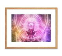 Artery8 Wall Art Print Buddhism Yoga Pose Psychedelic Framed in Beige | Size: W7" x H9" Artery8 Beige W7" x H9"