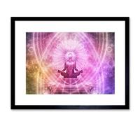 Artery8 Wall Art Print Buddhism Yoga Pose Psychedelic Framed in Black | Size: W7" x H9" Artery8 Black W7" x H9"