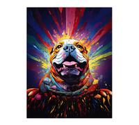 Artery8 Bulldog Dog Lover Gift Pet Portrait Colourful Artwork Painting Extra Large XL Wall Art Poster Print