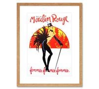 Artery8 Wall Art Print Burlesque Moulin Rouge Paris Girls Artwork Framed 9X7 Inch in Beige | Size: W7" x H9" Artery8 Beige W7" x H9"