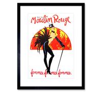 Artery8 Wall Art Print Burlesque Moulin Rouge Paris Girls Artwork Framed 9X7 Inch in Black | Size: W7" x H9" Artery8 Black W7" x H9"