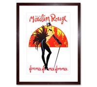 Artery8 Wall Art Print Burlesque Moulin Rouge Paris Girls Artwork Framed 9X7 Inch in Brown | Size: W7" x H9" Artery8 Brown W7" x H9"