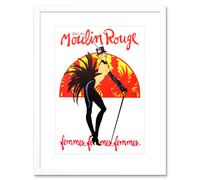 Artery8 Wall Art Print Burlesque Moulin Rouge Paris Girls Artwork Framed 9X7 Inch in White | Size: W7" x H9" Artery8 White W7" x H9"