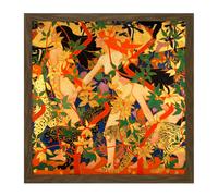 Artery8 Wall Art Print Burns The Hunt Diana & Her Nymphs Goddess 1926 Painting Square Framed Picture 16X16 Inch in Brown | Size: W16" x H16" Artery8 Brown W16" x H16"