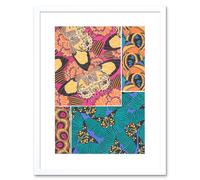 Artery8 Wall Art Print Butterflies Wings Colourful Collage Art Framed 9x7 inch in White | Size: W7" x H9" Artery8 White W7" x H9"