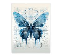 Artery8 Wall Art Print Butterfly Robot Hybrid Secret Military Schematic Blue Futuristic Complex Arcane Manuscript Gift For Him Man Cave Poster Artery8 Multicolor W12" x H16"