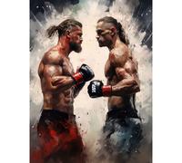 Artery8 Wall Art Print Cage Fight Oil Paint Artwork Combat Mixed Martial Arts Boxing Wrestling Poster | Size: W12" x H16" Artery8 Multicolor W12" x H16"