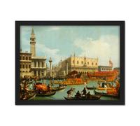 Artery8 Wall Art Print Canaletto Bucentaur's Return Venice Italy Painting Large Framed Wall Décor Art in Light Oak | Size: W18" x H24" Artery8 Light Oak W18" x H24"