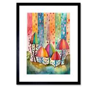 Artery8 Wall Art Print Candy Land Rain Rainbow Folk Artwork Framed 9X7 Inch in Black | Size: W7" x H9" Artery8 Black W7" x H9"