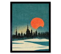 Artery8 Wall Art Print Cathedral Saint Sophia Kiev Ukraine Winter Sunset Art Framed in Black | Size: W12" x H16" Artery8 Black W12" x H16"