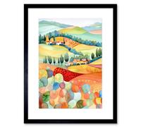 Artery8 Wall Art Print Chianti Italy Rolling Hills Folk Artwork Framed 9X7 Inch