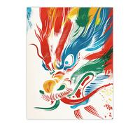 Artery8 Wall Art Print Chinese Dragon Head Bright Colourful Painting Poster | Size: W12" x H16" Artery8 Multicolor W12" x H16"