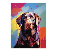 Artery8 Wall Art Print Chocolate Labrador Retriever Dog Lover Gift Pet Portrait Colourful Artwork Painting Poster | Size: W12" x H16" Artery8 Multicolor W12" x H16"