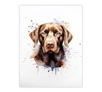 Artery8 Wall Art Print Chocolate Labrador Retriever Lovers Gift Watercolour Pet Portrait Painting Artwork Poster | Size: W12" x H16" Artery8 Multicolor W12" x H16"