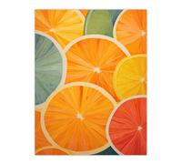 Wall Art Print Citrus Bold Vibrant Rich Lemon Lime Orange Fruit Screen Risograph Artwork Spot Block Colour Retro Riso Kitchen Interior Design Poster Artery8 Multi W24 inch x H32 inch