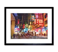 Artery8 Wall Art Print City New York Chinatown Art Framed 9x7 inch in Black | Size: W7" x H9" Artery8 Black W7" x H9"