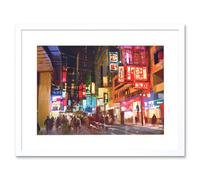 Artery8 Wall Art Print City New York Chinatown Art Framed 9x7 inch in White | Size: W7" x H9" Artery8 White W7" x H9"