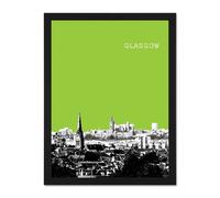 Artery8 Wall Art Print Cityscape Glasgow Black White Scotland Green Picture Art Large Framed Wall Décor Art | Size: W18" x H24" Artery8 Black W18" x H24"