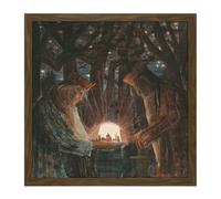 Artery8 Wall Art Print Ciurlionis Fairy Tale Of Kings Symbolist Painting Square Framed Picture 16X16 Inch in Brown | Size: W16" x H16" Artery8 Brown W16" x H16"