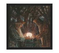 Artery8 Wall Art Print Ciurlionis Fairy Tale Of Kings Symbolist Painting Square Framed Picture 16X16 Inch in Black | Size: W16" x H16" Artery8 Black W16" x H16"