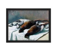 Artery8 Wall Art Print Claude Monet Still Life With Pheasants & Plovers Large Framed Wall Décor Art in White | Size: W18" x H24" Artery8 White W18" x H24"