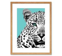 Artery8 Wall Art Print Close up Beasties Leopard Art Framed 9x7 inch in Beige | Size: W7" x H9" Artery8 Beige W7" x H9"