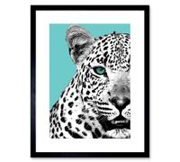 Artery8 Wall Art Print Close up Beasties Leopard Art Framed 9x7 inch in Black | Size: W7" x H9" Artery8 Black W7" x H9"