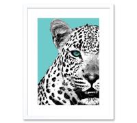 Artery8 Wall Art Print Close up Beasties Leopard Art Framed 9x7 inch in White | Size: W7" x H9" Artery8 White W7" x H9"