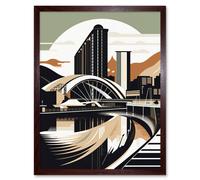 Artery8 Wall Art Print Clyde Arc Bridge Abstract Cityscape Art Framed in Brown | Size: W12" x H16" Artery8 Brown W12" x H16"