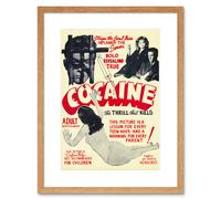 Artery8 Wall Art Print Cocaine Thrill That Kills Drugs Framed in Beige | Size: W7" x H9" Artery8 Beige W7" x H9"