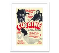 Artery8 Wall Art Print Cocaine Thrill That Kills Drugs Framed in White | Size: W7" x H9" Artery8 White W7" x H9"