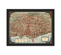 Artery8 Wall Art Print Colortext 1938 Map Chicago City Bird's Eye View Large Framed Wall Décor Art in Light Oak | Size: W18" x H24" Artery8 Light Oak W18" x H24"